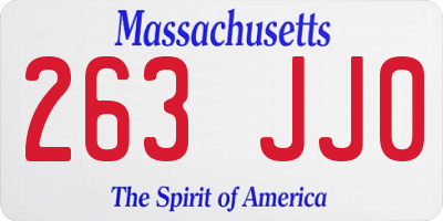 MA license plate 263JJ0