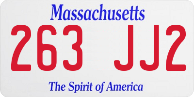 MA license plate 263JJ2