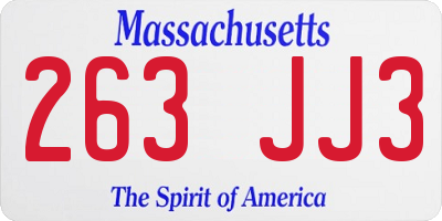 MA license plate 263JJ3