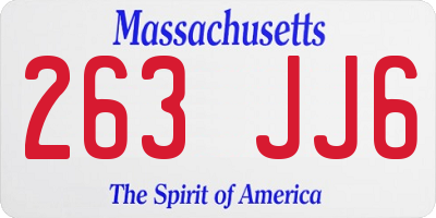 MA license plate 263JJ6