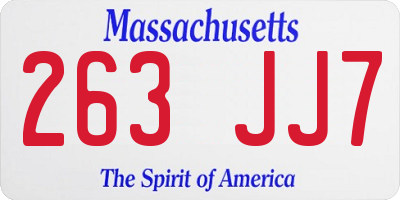 MA license plate 263JJ7