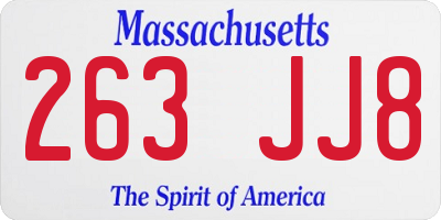 MA license plate 263JJ8