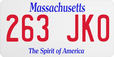 MA license plate 263JK0