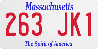 MA license plate 263JK1