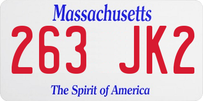 MA license plate 263JK2