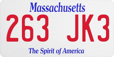 MA license plate 263JK3