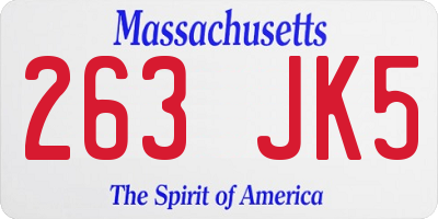 MA license plate 263JK5