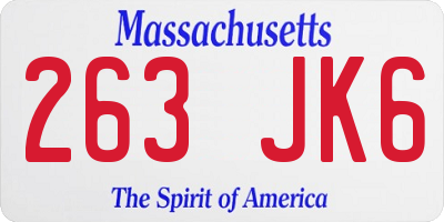 MA license plate 263JK6