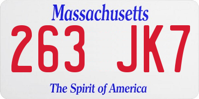 MA license plate 263JK7