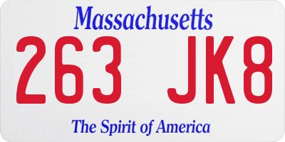 MA license plate 263JK8