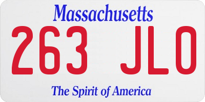 MA license plate 263JL0