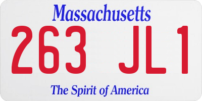 MA license plate 263JL1
