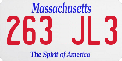 MA license plate 263JL3