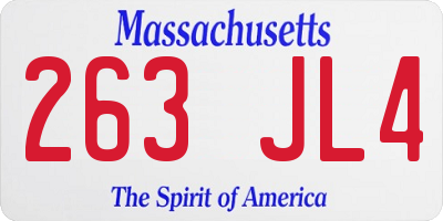 MA license plate 263JL4