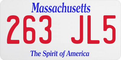 MA license plate 263JL5