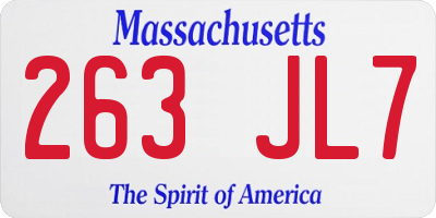 MA license plate 263JL7