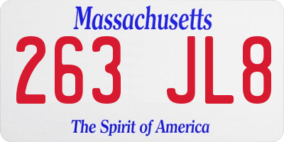 MA license plate 263JL8