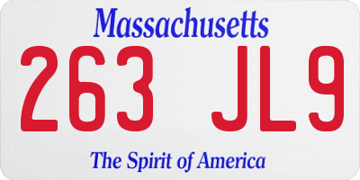 MA license plate 263JL9