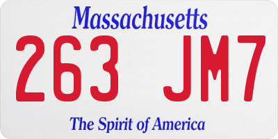 MA license plate 263JM7