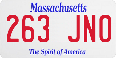 MA license plate 263JN0