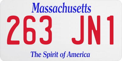 MA license plate 263JN1