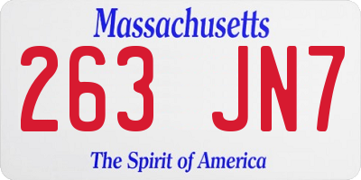MA license plate 263JN7