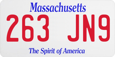 MA license plate 263JN9