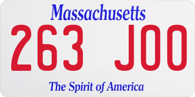 MA license plate 263JO0