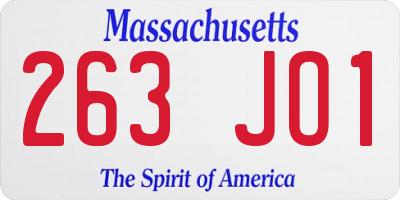 MA license plate 263JO1