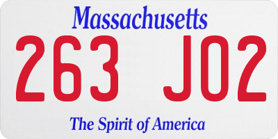 MA license plate 263JO2