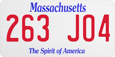 MA license plate 263JO4