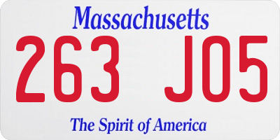 MA license plate 263JO5