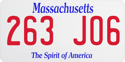 MA license plate 263JO6