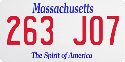 MA license plate 263JO7