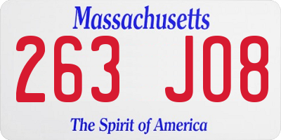 MA license plate 263JO8