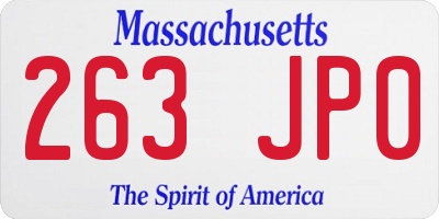 MA license plate 263JP0