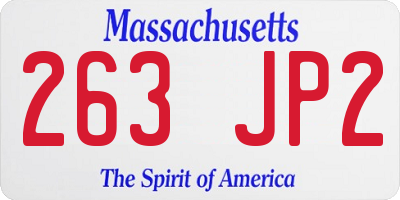 MA license plate 263JP2