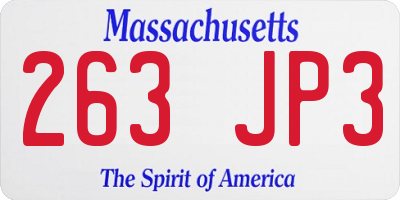 MA license plate 263JP3