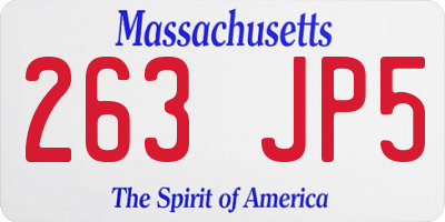 MA license plate 263JP5