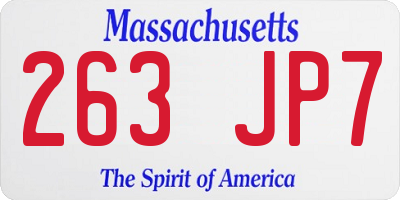 MA license plate 263JP7