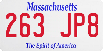 MA license plate 263JP8