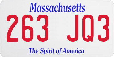 MA license plate 263JQ3