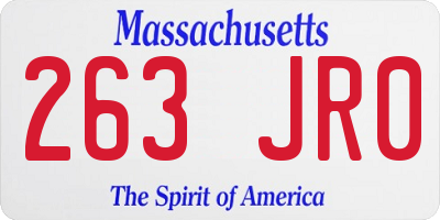 MA license plate 263JR0