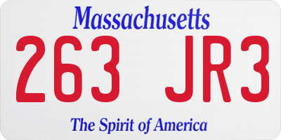 MA license plate 263JR3