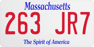 MA license plate 263JR7