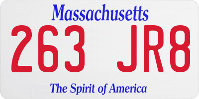 MA license plate 263JR8