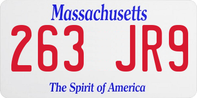 MA license plate 263JR9