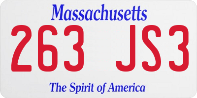 MA license plate 263JS3