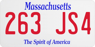 MA license plate 263JS4