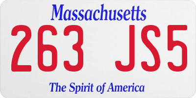 MA license plate 263JS5